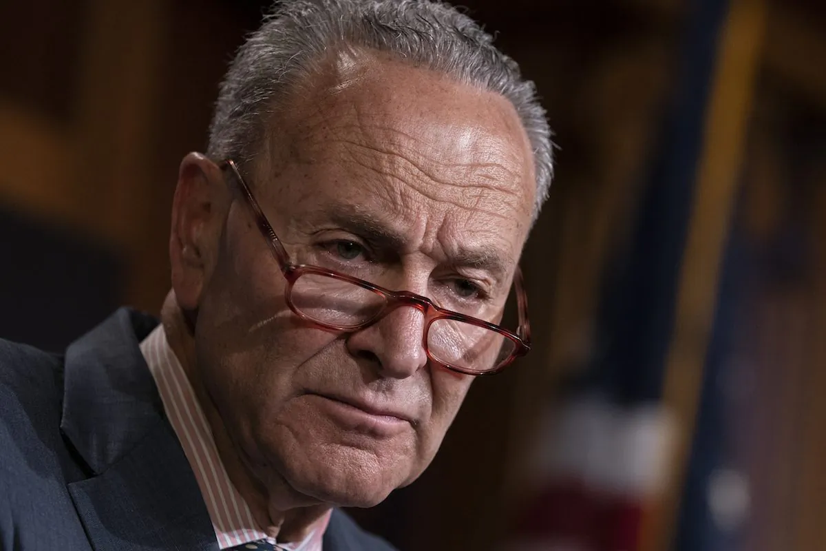 Senate Minority Leader Chuck Schumer (D-N.Y.) talks to reporters at the Capitol in Washington. (J. Scott Applewhite/AP Photo)