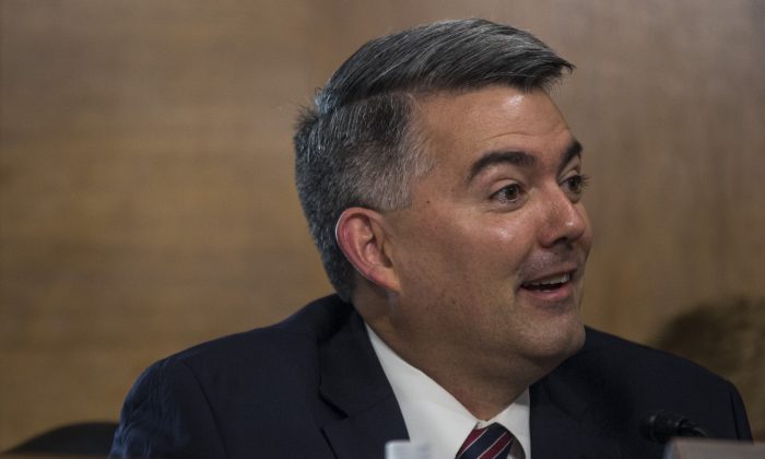 Sen. Cory Gardner (R-Colo.) in the Capitol in Washington on March 28, 2019. (Zach Gibson/Getty Images)