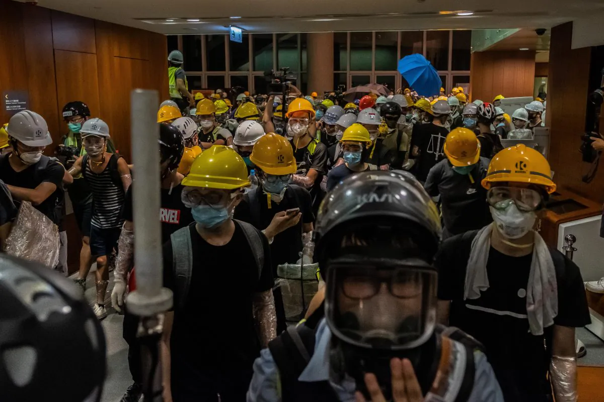 Protesters break into the Legislative Council Complex protest against the extradition bill in Hong Kong, China on July 1, 2019. (Billy H.C. Kwok/Getty Images)