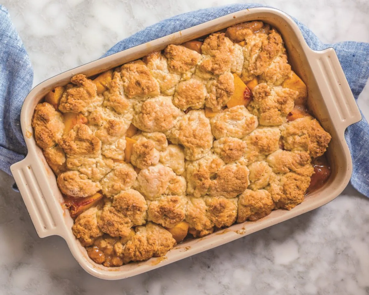 Rucker's peach and ricotta biscuit cobbler, from "Dappled." (Alan Gastelum)