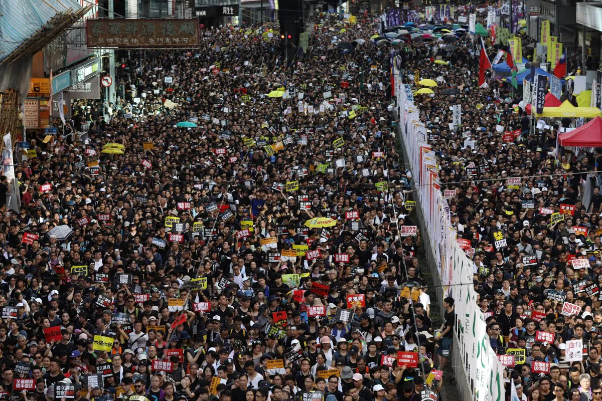 Protesters attend the annual pro-democracy rally in Hong Kong on the 22nd anniversary of the city's handover from Britain to China on July 1, 2019. (Dale De La Rey/AFP/Getty Images)