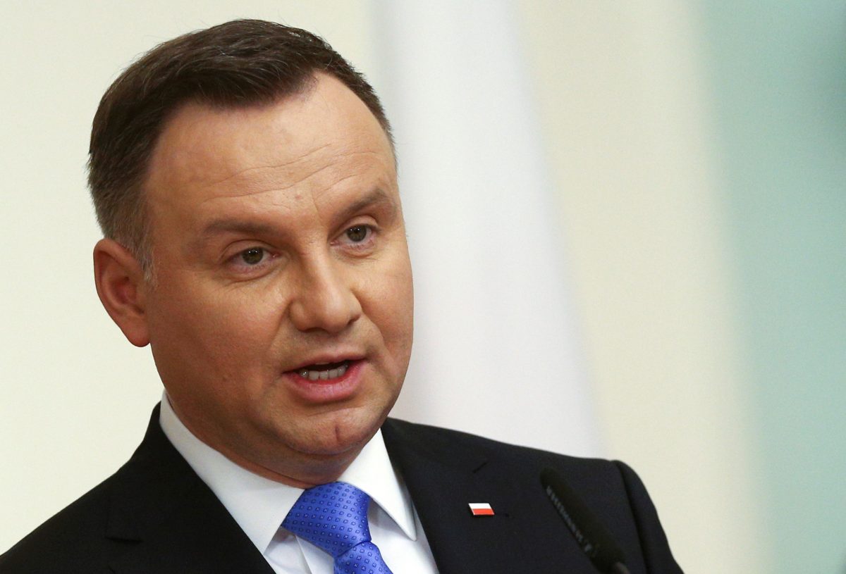 Poland's President Duda speaks during a joint news conference with his Bulgarian counterpart Radev in Sofia