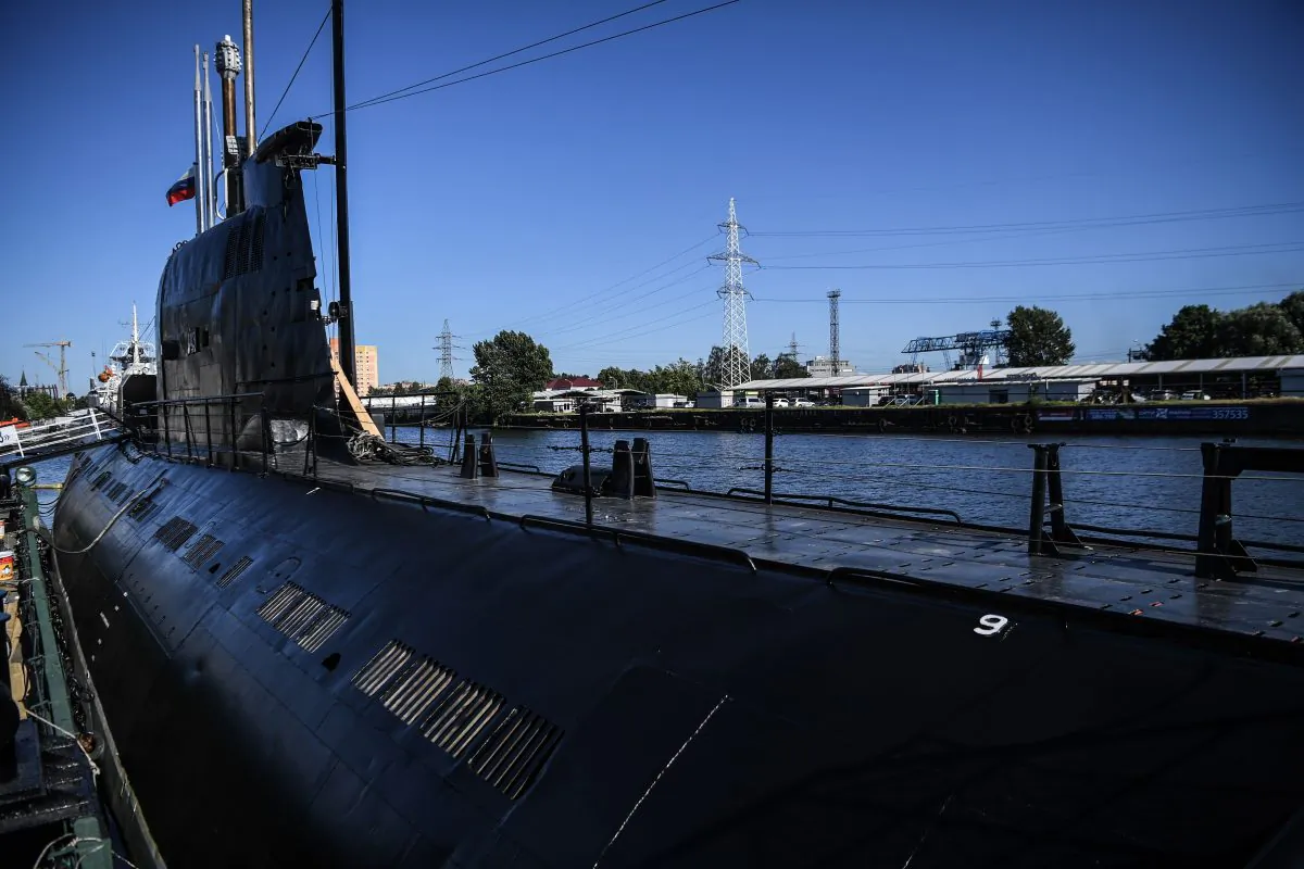 A retired B-413 Soviet submarine docked next to the naval museum in Kaliningrad, Russia on June 20, 2018. (Ozan Kose/AFP/File Photo via Getty Images)