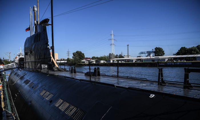 A retired B-413 Soviet submarine docked next to the naval museum in Kaliningrad, Russia on June 20, 2018. (Ozan Kose/AFP/File Photo via Getty Images)