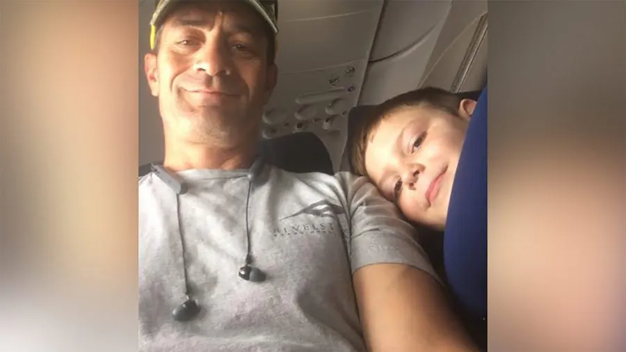 Ben Pedraza and Landon, who has autism, shared a flight from Las Vegas to Oregon on June 27. (Ben Pedraza via CNN)