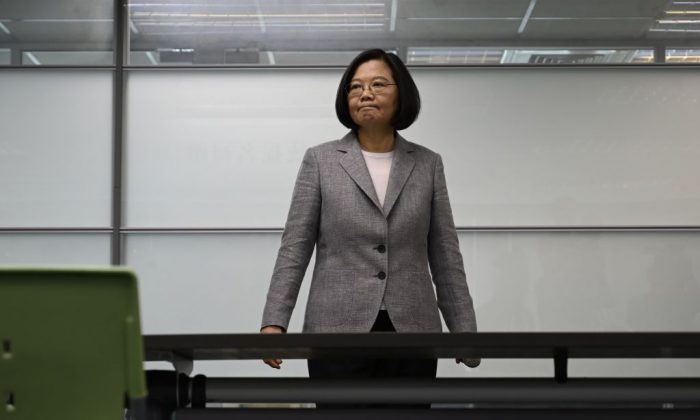 Taiwan's President Tsai Ing-wen arrives to register as the ruling Democratic Progressive Party (DPP) 2020 presidential candidate at the party's headquarter in Taipei on March 21, 2019. (Sam Yeh/AFP/Getty Images)