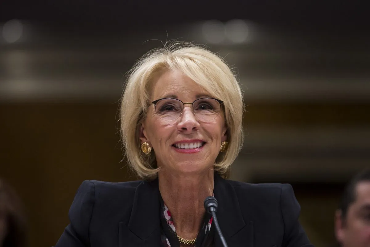Secretary of Education Betsy DeVos in Washington on March 28, 2019. (Zach Gibson/Getty Images)