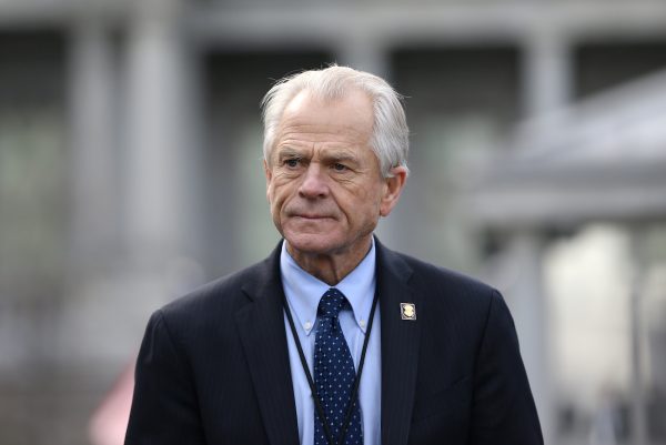 FILE PHOTO: White House trade adviser Peter Navarro listens to a news conference outside of the West Wing of the White House