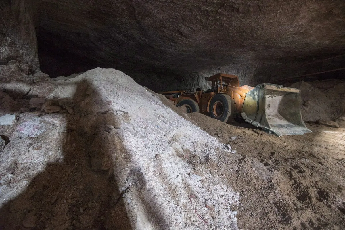 A piece of machinery sits underground at a potash mine in Esterhazy, Sask. on May 3, 2017. (Liam Richards/The Canadian Press)