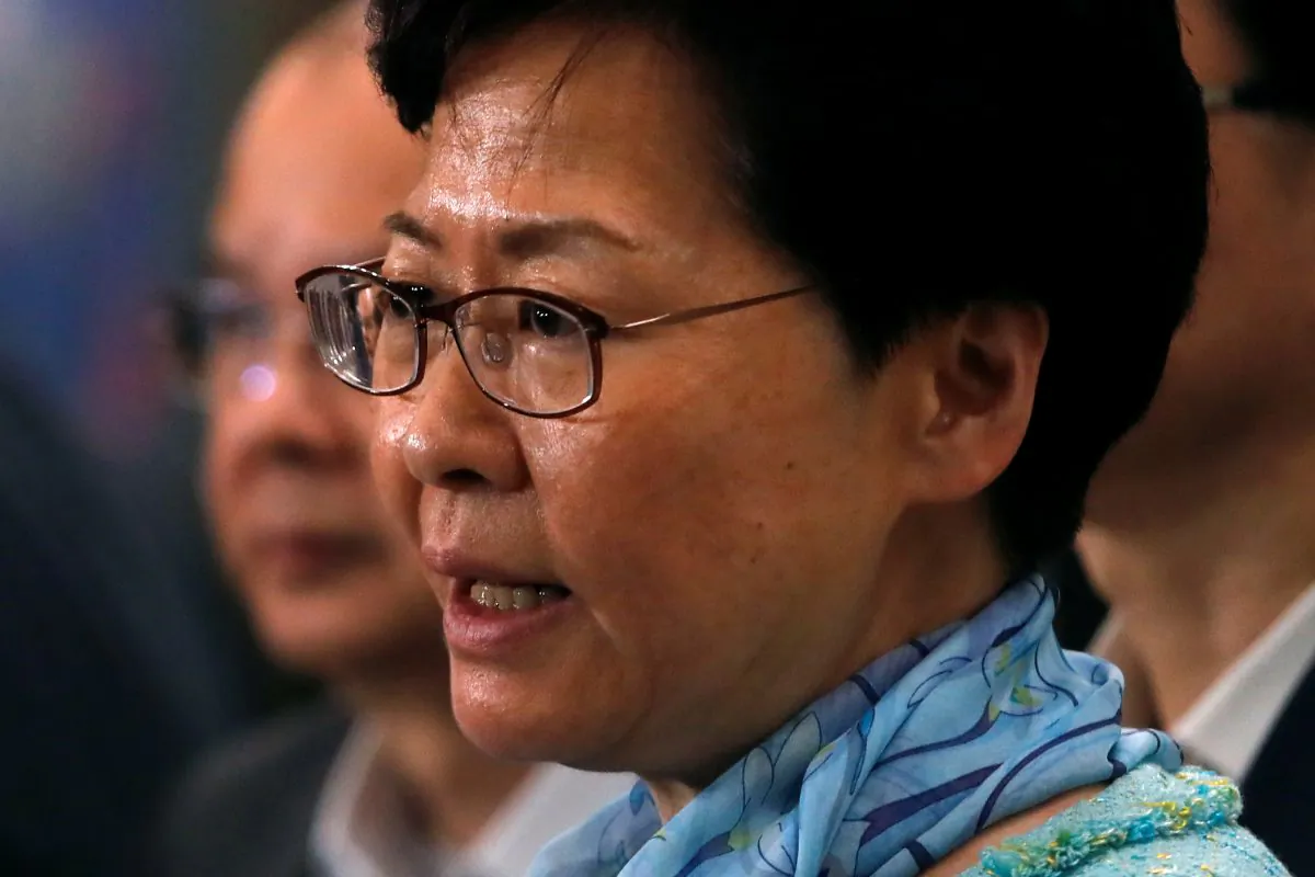 Hong Kong Chief Executive Carrie Lam speaks to media over an extradition bill in Hong Kong, China July 2, 2019. (Tyrone Siu/Reuters)