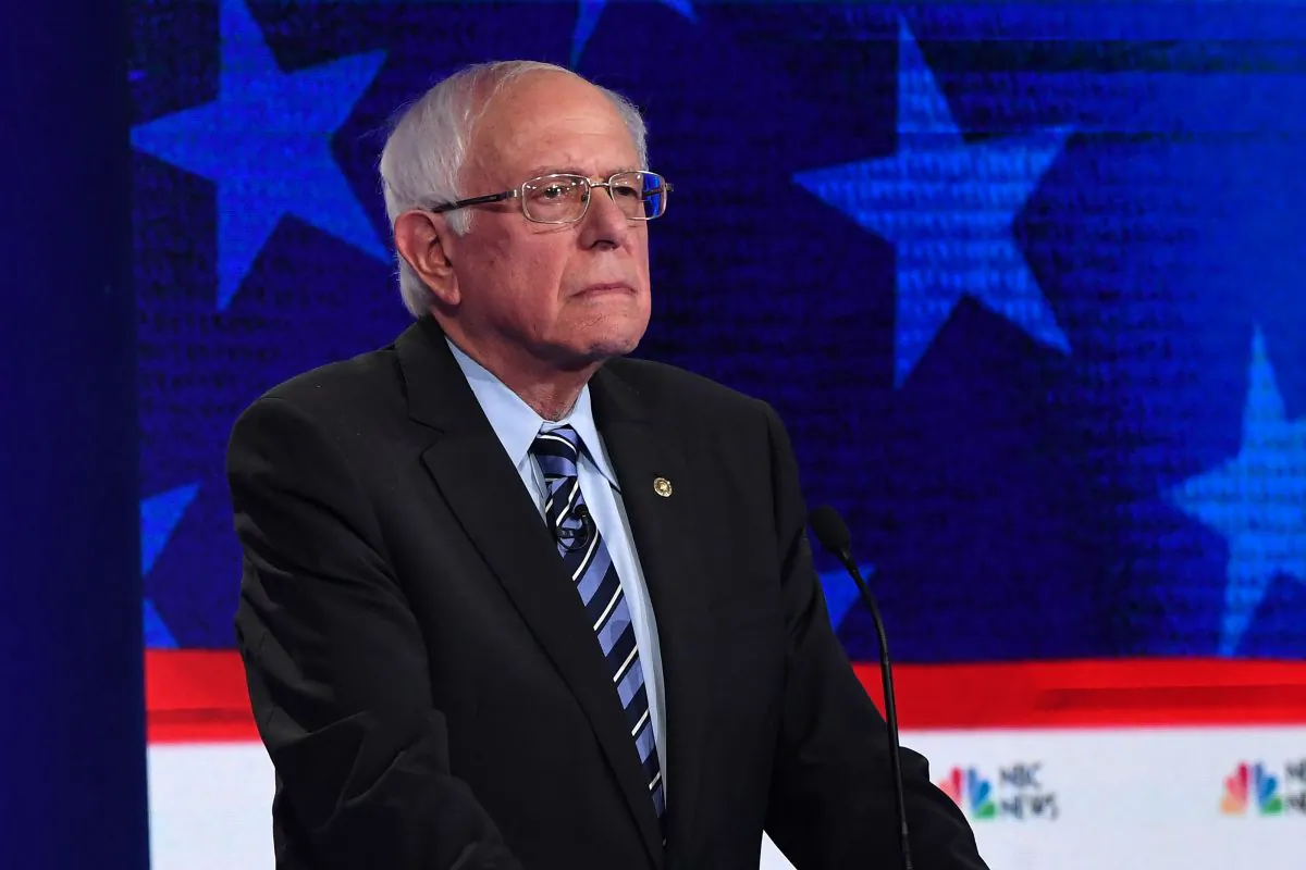 Presidential hopeful Sen. Bernie Sanders (I-Vt.) looks on during the second Democratic primary debate of the 2020 presidential campaign season hosted by NBC News at the Adrienne Arsht Center for the Performing Arts in Miami, Florida, June 27, 2019. SAUL LOEB/AFP/Getty Images