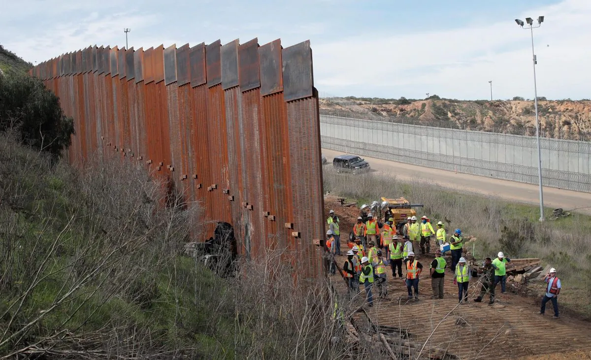 A section of border wall is constructed on the U.S. side of the border in Tijuana, Mexico, on Jan. 28, 2019. (Scott Olson/Getty Images)