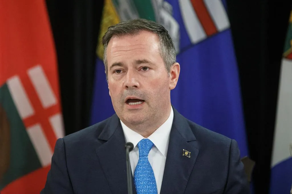 Alberta Premier Jason Kenney speaks to media during the Western Premiers' conference, in Edmonton on June 27, 2019. (Jason Franson/The Canadian Press)