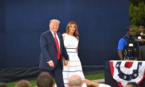 Melania Trump Stuns in Off-the-Shoulder White Striped Dress at ‘Salute to America’ Celebration