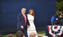 Melania Trump Stuns in Off-the-Shoulder White Striped Dress at ‘Salute to America’ Celebration