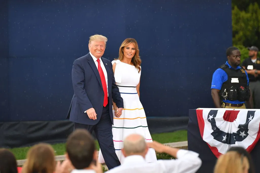 President Donald Trump (L) and First Lady Melania Trump arrive for the "Salute to America" Fourth of July event at the Lincoln Memorial in Washington, on July 4, 2019. (Mandel Ngan/AFP/Getty Images)