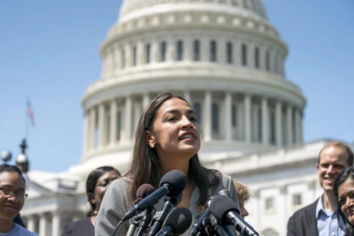 New York Rep. Alexandria Ocasio-Cortez speaks during a news conference introducing the College For All Act in Washington on June 24, 2019. Co-sponsored by three senators including Sen. Bernie Sanders, the bill proposes cancelling the country’s outstanding $1.6 trillion in student debt. (AP Photo/J. Scott Applewhite)