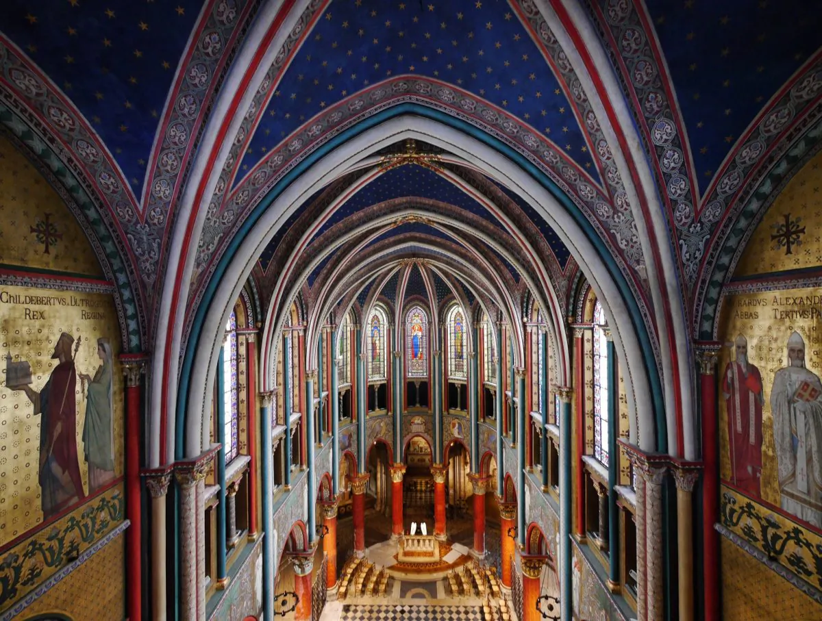 The richly decorated interior of Saint Germain des Prés in Paris is undergoing essential and extensive restoration work. (P. Voisi/Pierre-Antoine Gatier Agency)