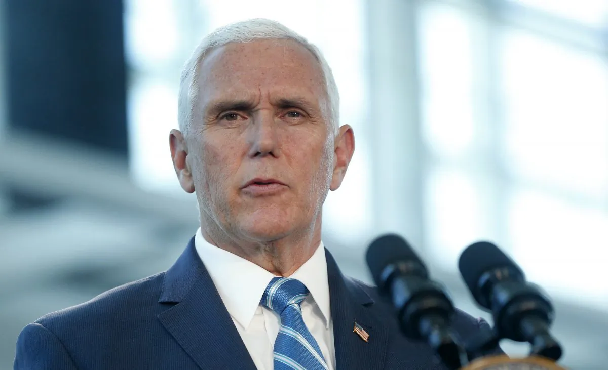 US Vice President Mike Pence addresses media and guests at a press conference at the Port of Miami in Miami, Florida on June 18, 2019. (RHONA WISE/AFP/Getty Images)
