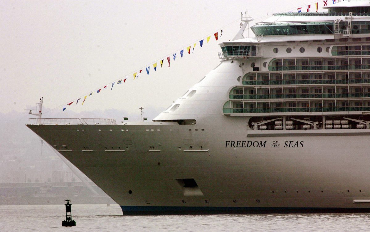 Freedom of the Seas, sits off the shores of Bayonne, New Jersey 12 May, 2006 in New York Harbor.  (Don Emmert/AFP/Getty Images)