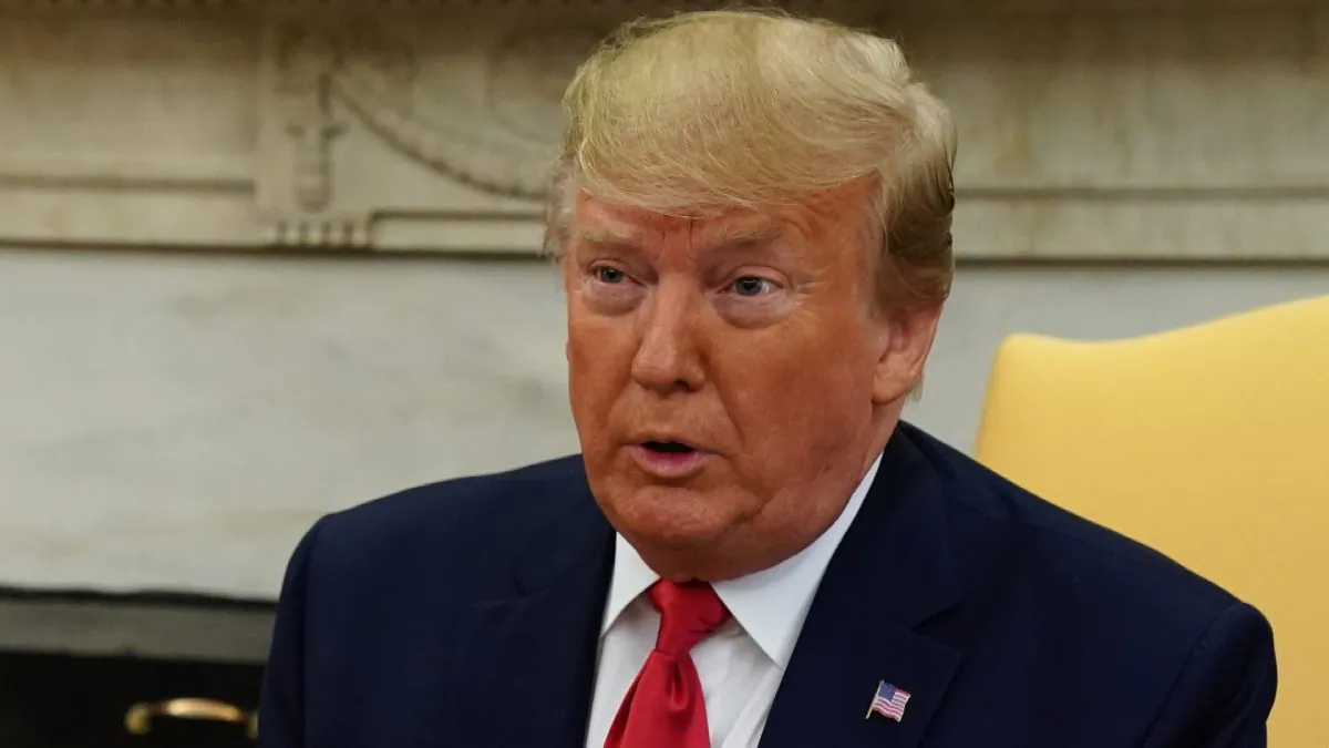 President Donald Trump speaks during a meeting with Qatari Emir Sheikh Tamim bin Hamad Al Thani in the Oval Office at the White House on July 9, 2019 in Washington, DC. (Alex Wong/Getty Images)