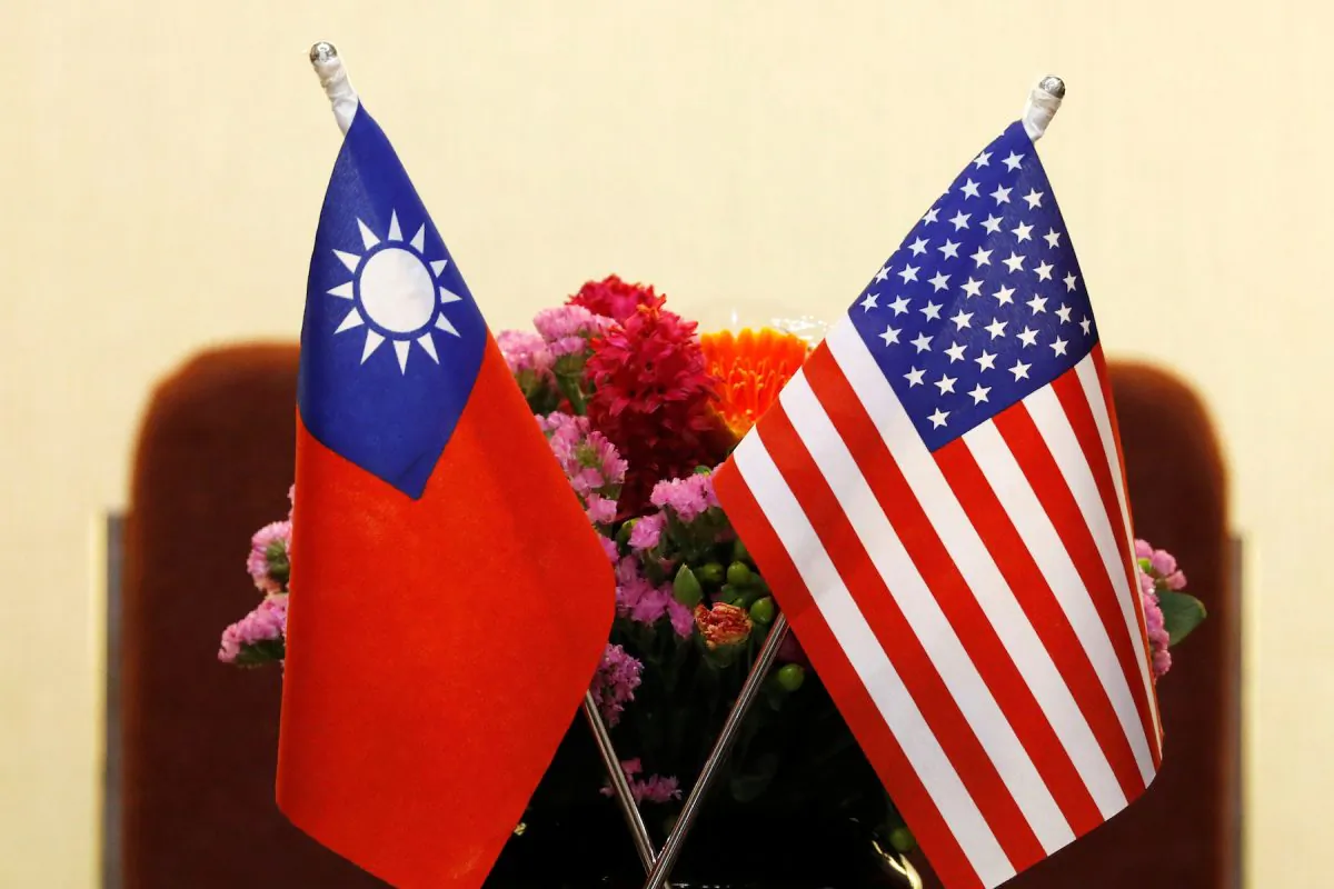 Flags of Taiwan and the United States are placed for a meeting between U.S. House Foreign Affairs Committee Chairman Ed Royce and with Su Chia-chyuan, President of the Legislative Yuan in Taipei, Taiwan, on March 27, 2018. (Tyrone Siu/Reuters)