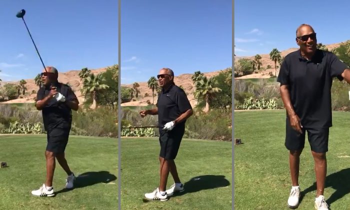Former sports celebrity O.J. Simpson shared his own birthday message during a round of golf at an undisclosed location, on July 9, 2019. (Courtesy of O.J. Simpson/Twitter)