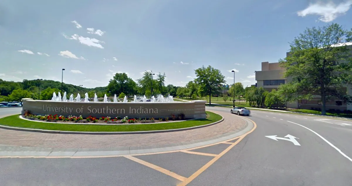 Entrance to the University of Southern Indiana in Evansville, Ind., in May 2012. (Screenshot/Google Maps)