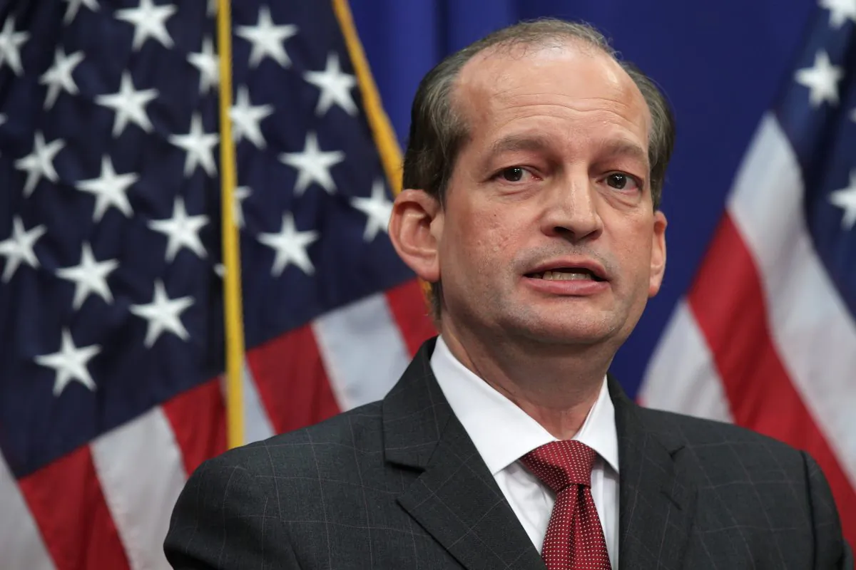 Secretary of Labor Alex Acosta during a press conference at the Labor Department in Washington on July 10, 2019. (Alex Wong/Getty Images)