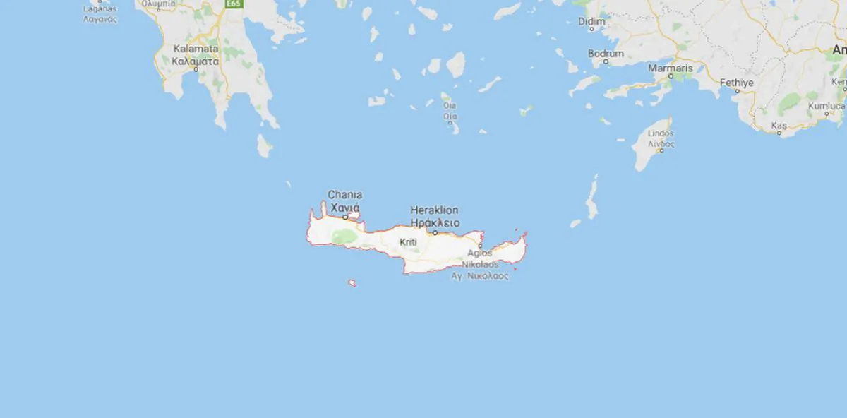 A map of the Greek island of Crete. (Screenshot/Google Maps)