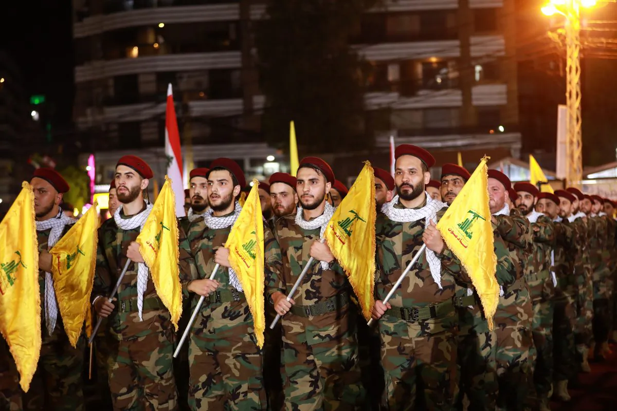 Fighters with the Lebanese Shiite Hezbollah party march in a parade in a southern suburb of the capital Beirut, to mark the al-Quds (Jerusalem) International Day, on May 31, 2019. (Anwar Amro/AFP/Getty Images)