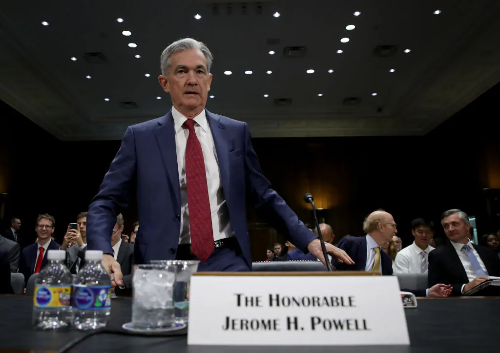 Federal Reserve Board Chairman Jerome Powell arrives for testimony before the Senate Banking, Housing and Urban Affairs Committee in Washington, DC on July 11, 2019. (Win McNamee/Getty Images)
