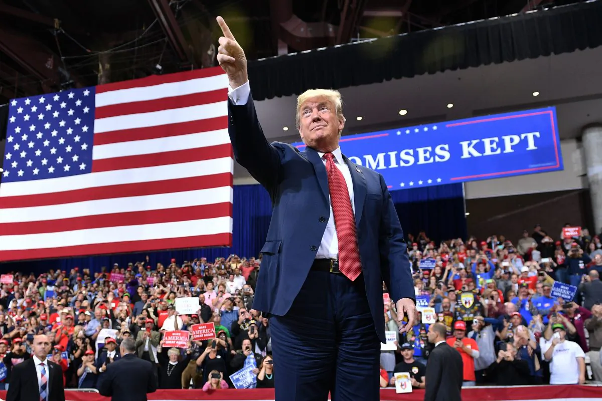 U.S. President Donald Trump arrives to a rally at the Mayo Civic Center in Rochester, Minnesota on Oct. 4, 2018. (Mandel Ngan/AFP/Getty Images)