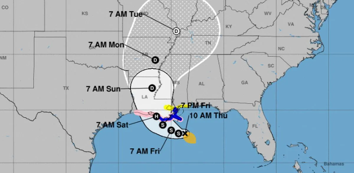 The forecast model showing where Barry is heading (NHC)