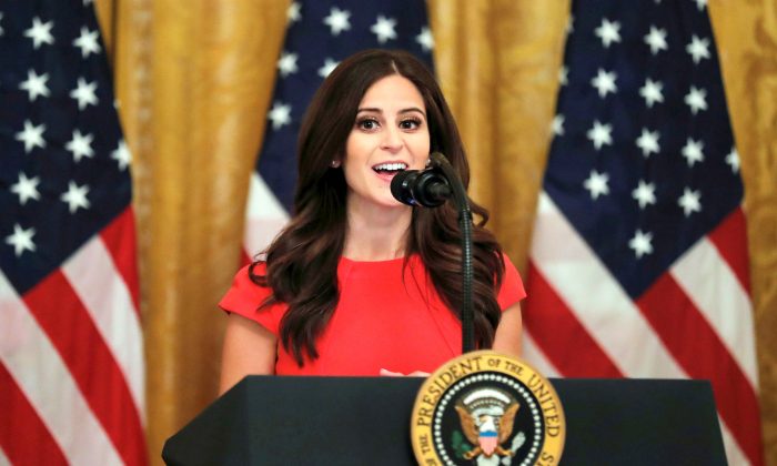 Pro-life activist Lila Rose speaks during U.S. President Donald Trump's "social media summit" with prominent conservative social media figures in the East Room of the White House in Washington, on July 11, 2019. (Carlos Barria/Reuters)