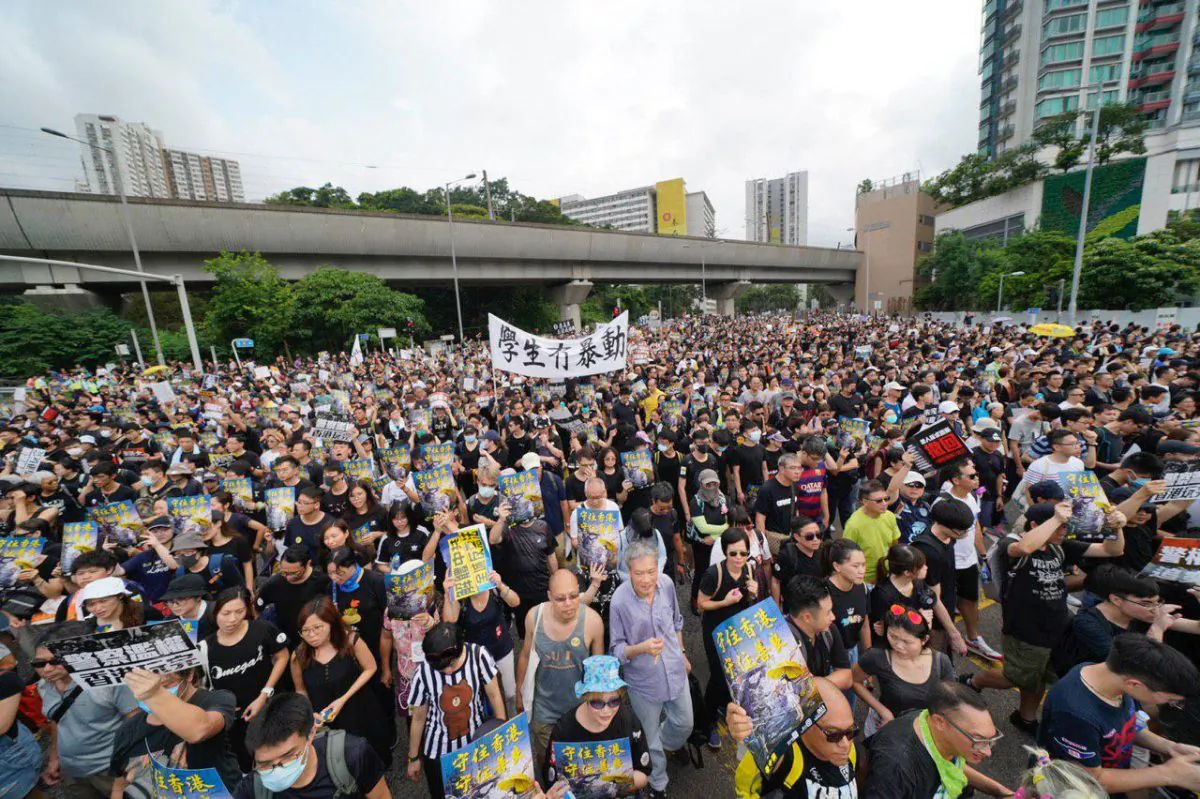 Protesters attend a rally against a controversial extradition law proposal in Sha Tin district of Hong Kong on July 14, 2019. (Yu Kong/The Epoch Times)