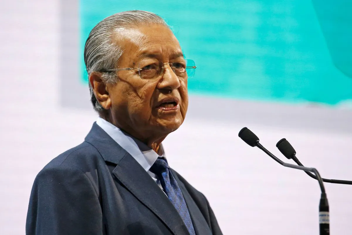 Malaysia Prime Minister Mahathir Mohamad speaks during the opening ceremony of the 20th Asia Oil & Gas Conference in Kuala Lumpur, Malaysia, on June 24, 2019. (Lai Seng Sin/Reuters)
