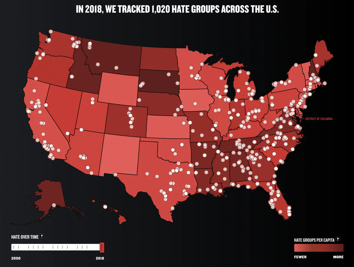The SPLC’s “Hate Map.” (Screenshot/SPLC)