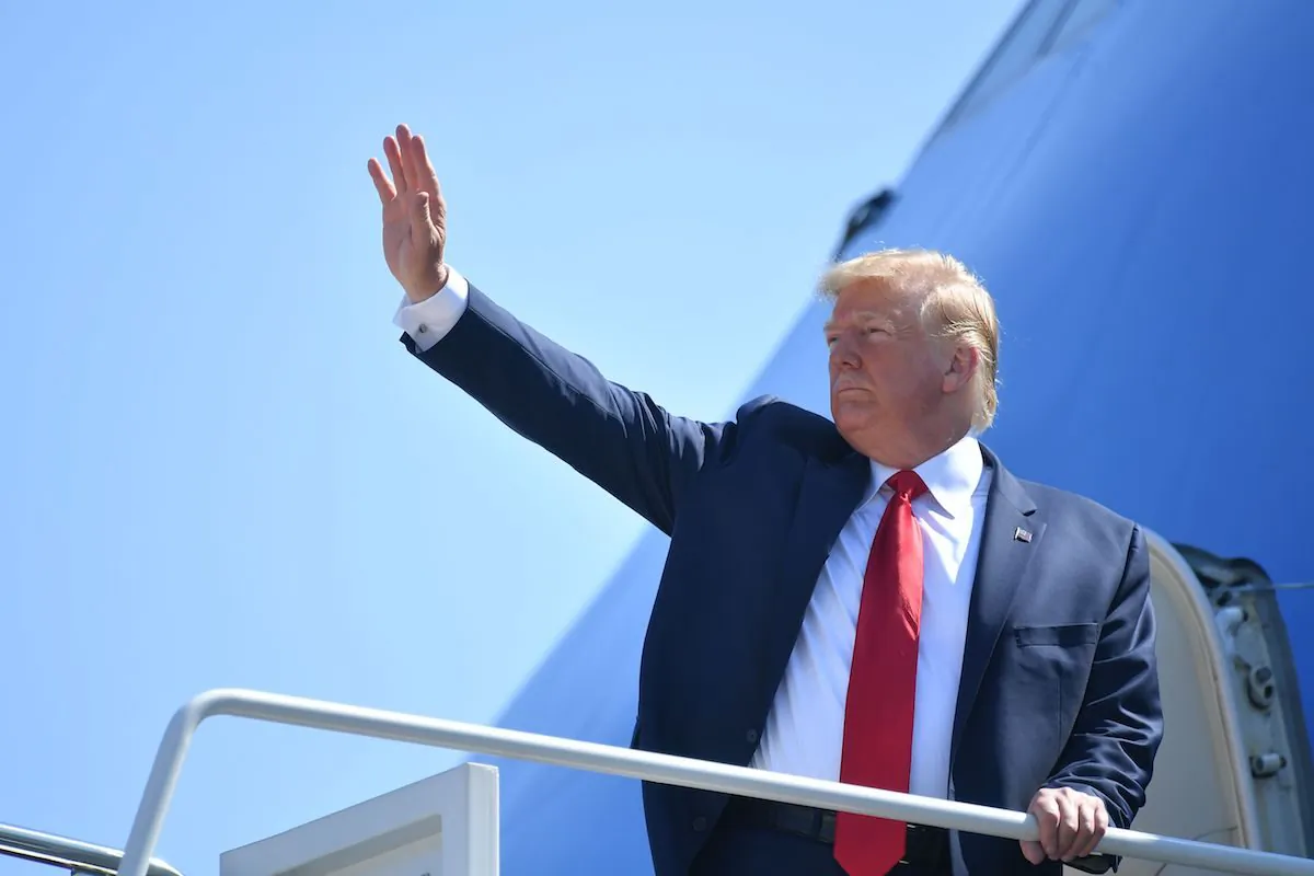 President Donald Trump boards Air Force One departing from Andrews Air Force Base in Maryland on July 12, 2019. (Mandel Ngan/AFP/Getty Images)