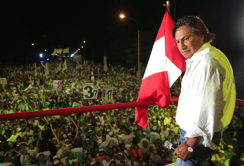 Presidential candidate Alejandro Toledo takes part in a campaign rally in Lima, Peru, on April 7, 2011. (Martin Mejia/AP Photo)
