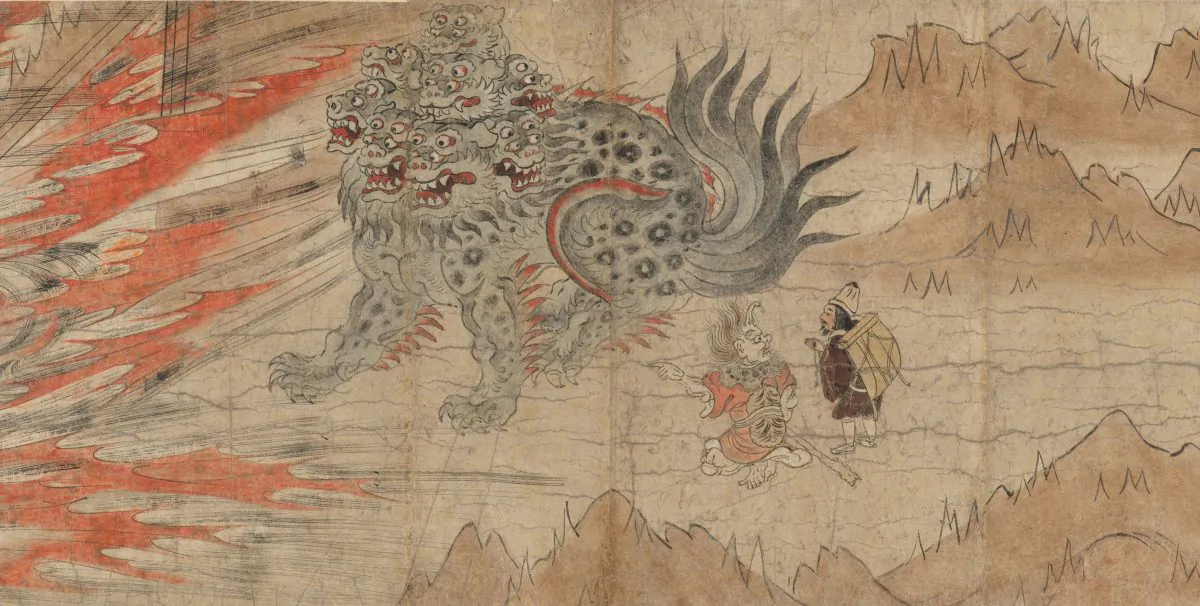 “Illustrated Legends of the Kitano Tenjin Shrine,” Kamakura period (1185–1333), late 13th century. An ancient Shinto belief that the calamitous forces of nature are animated by tormented human spirits underlies the legendary origin of the Kitano Tenjin shrine. It is dedicated to Sugawara Michizane (845–903), a distinguished scholar and statesman who died in exile after being slandered by enemies at court. Fletcher Fund, 1925. (The Metropolitan Museum of Art)