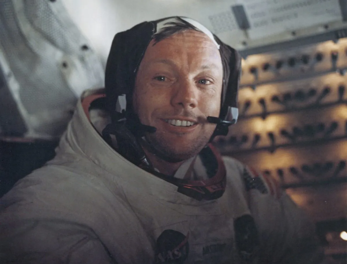 Astronaut Neil Armstrong, Commander of NASA's Apollo 11 lunar landing mission, inside the Lunar Module the 'Eagle' on the surface of the Moon during the mission, July 20, 1969. Space Frontiers/Getty Images