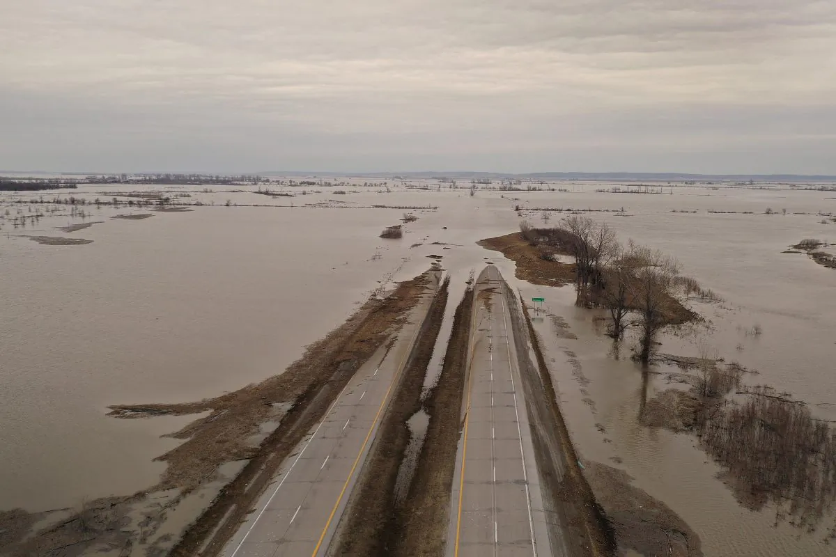 Floodwater covers Highway 2 near Sidney, Iowa on March 23, 2019. This year, midwest states have battled some of the worst flooding they have experienced in decades. (Scott Olson/Getty Images)
