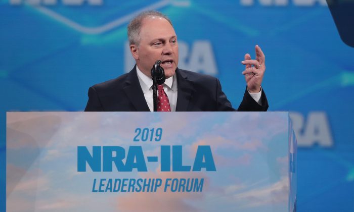 Congressman Steve Scalise (R-La.) speaks to guests at the NRA-ILA Leadership Forum in Indianapolis, Indiana, on April 26, 2019. (Scott Olson/Getty Images)