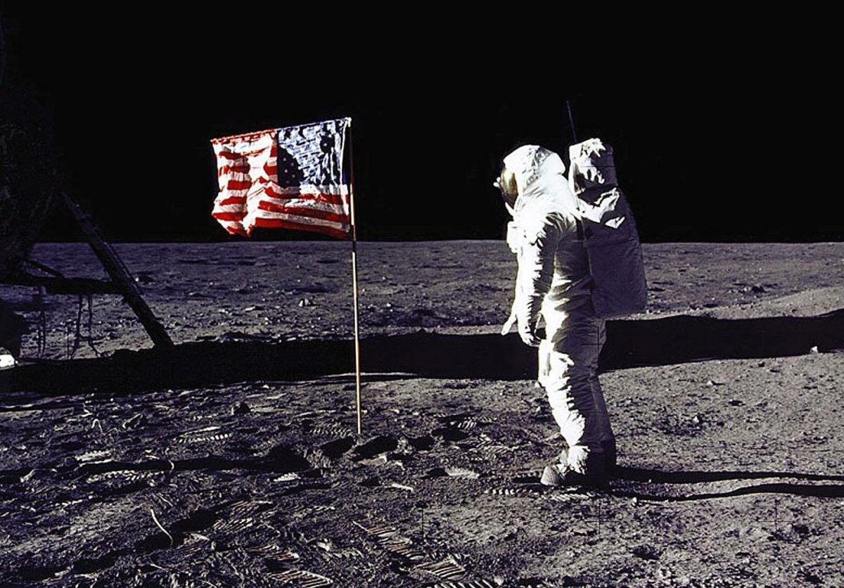 Astronaut Edwin E. "Buzz" Aldrin Jr. salutes the U.S. flag on the surface of the Moon on July 20, 1969. (NASA/AFP/Getty Images)