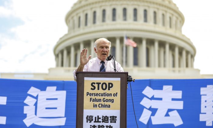 Rep. Steve Chabot (R-Ohio), speaks at a rally commemorating the 20th anniversary of the persecution of Falun Gong in China, on the West lawn of Capitol Hill in Washington on July 18, 2019. (Samira Bouaou/The Epoch Times)