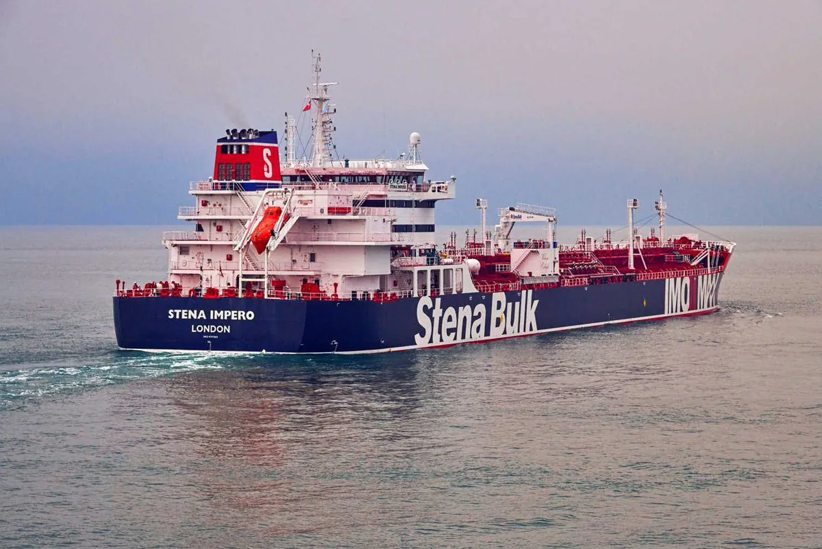 Undated handout photograph shows the Stena Impero, a British-flagged vessel owned by Stena Bulk, at an undisclosed location, obtained by Reuters on July 19, 2019. (Stena Bulk/via Reuters)