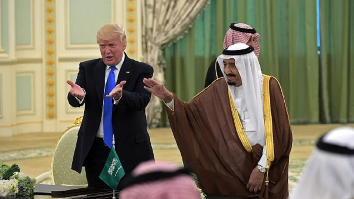 President Donald Trump and Saudi Arabia's King Salman bin Abdulaziz al-Saud during a signing ceremony at the Saudi Royal Court in Riyadh on May 20, 2017. (Mandelngan/AFP/Getty Images)