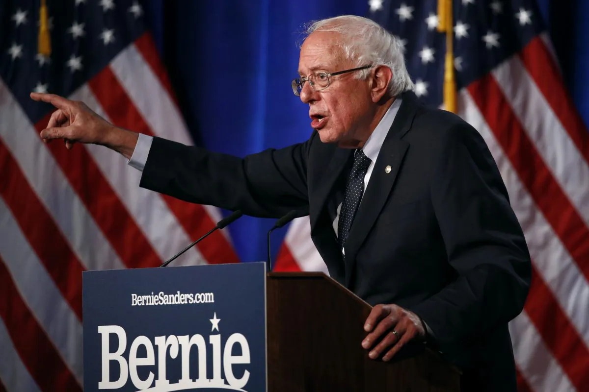 Democratic presidential candidate Sen. Bernie Sanders (I-Vt.) speaks at George Washington University in Washington D.C. on July 17, 2019. (Patrick Semansky/AP)