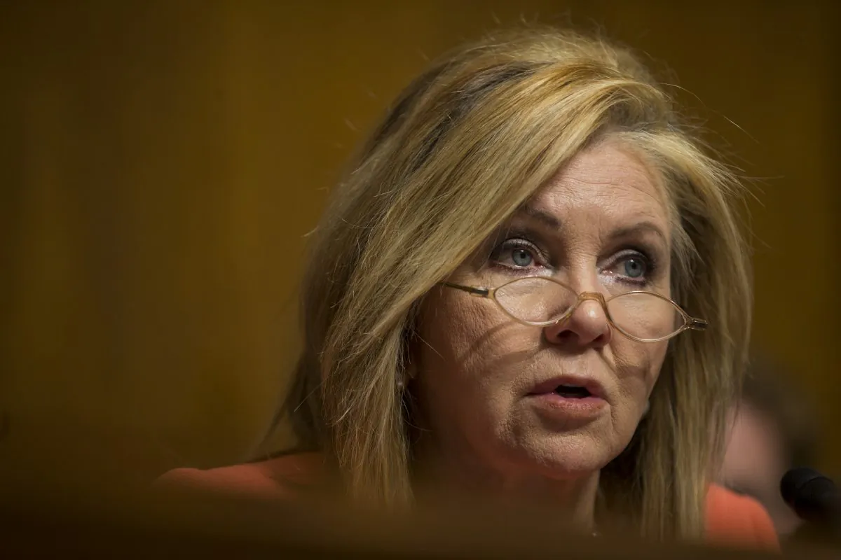 Sen. Marsha Blackburn (R-Tenn.) on Capitol Hill in Washington on Feb. 5, 2019. (Zach Gibson/Getty Images)